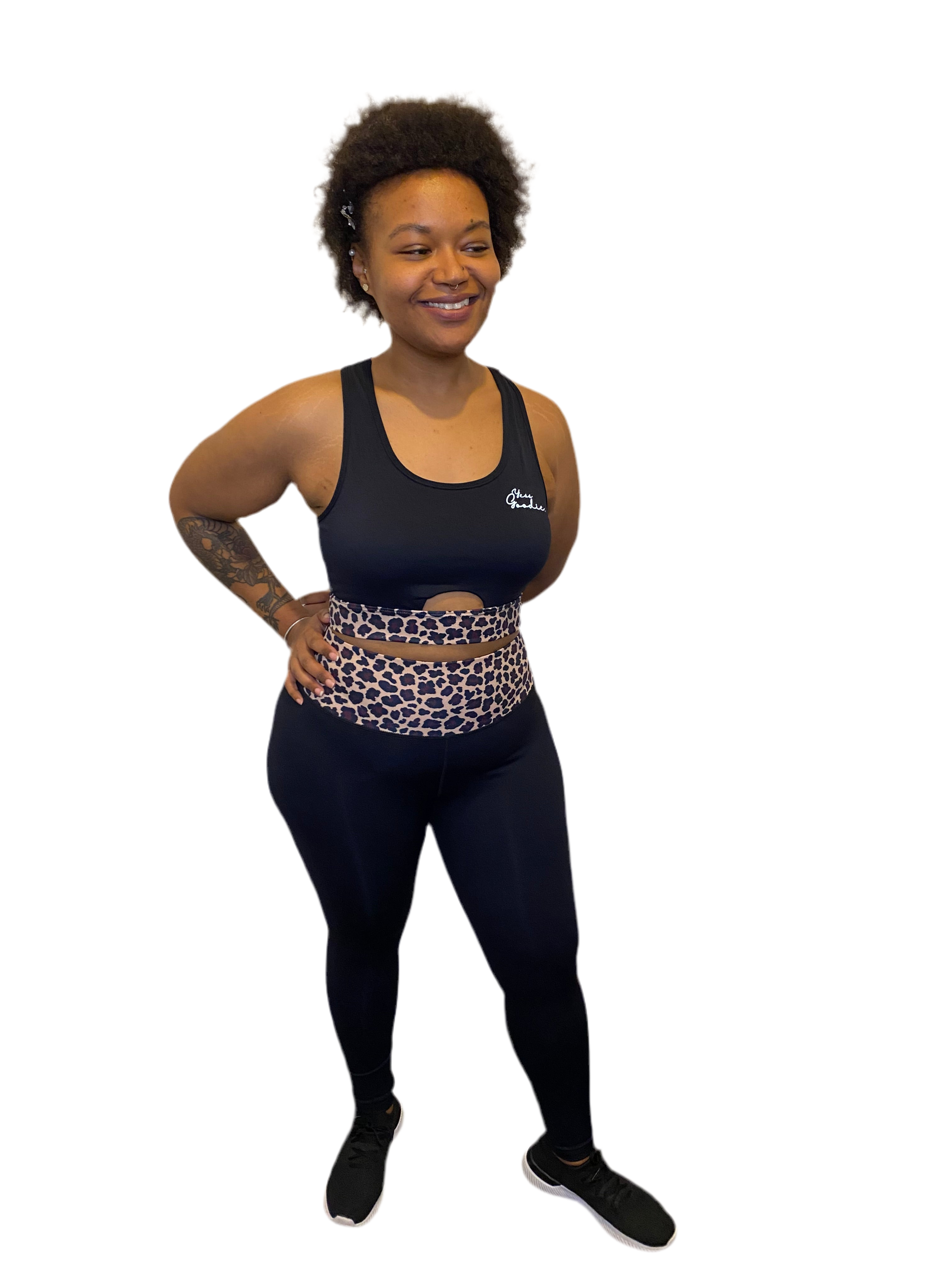 Black with Leopard Trim Set