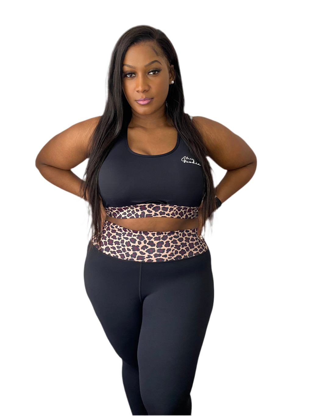 Black with Leopard Trim Set