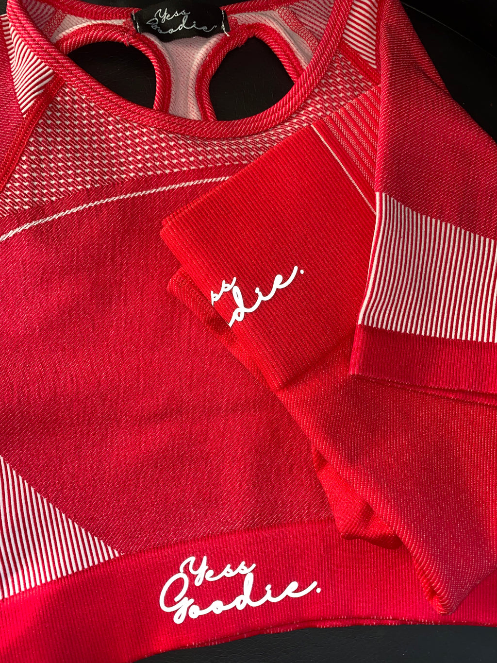 Striped Crop Top Cycling Shorts Set