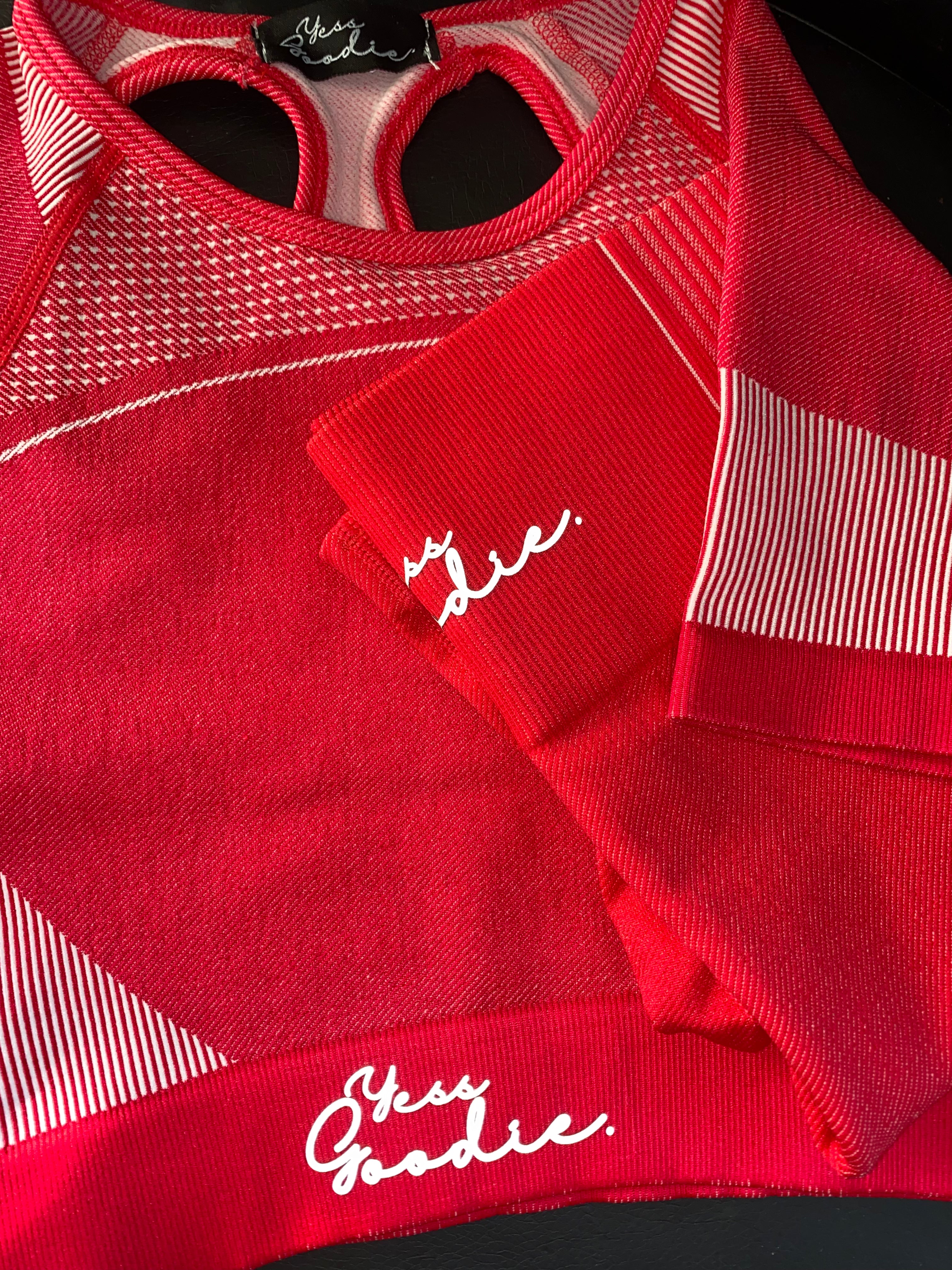 Striped Crop Top Cycling Shorts Set