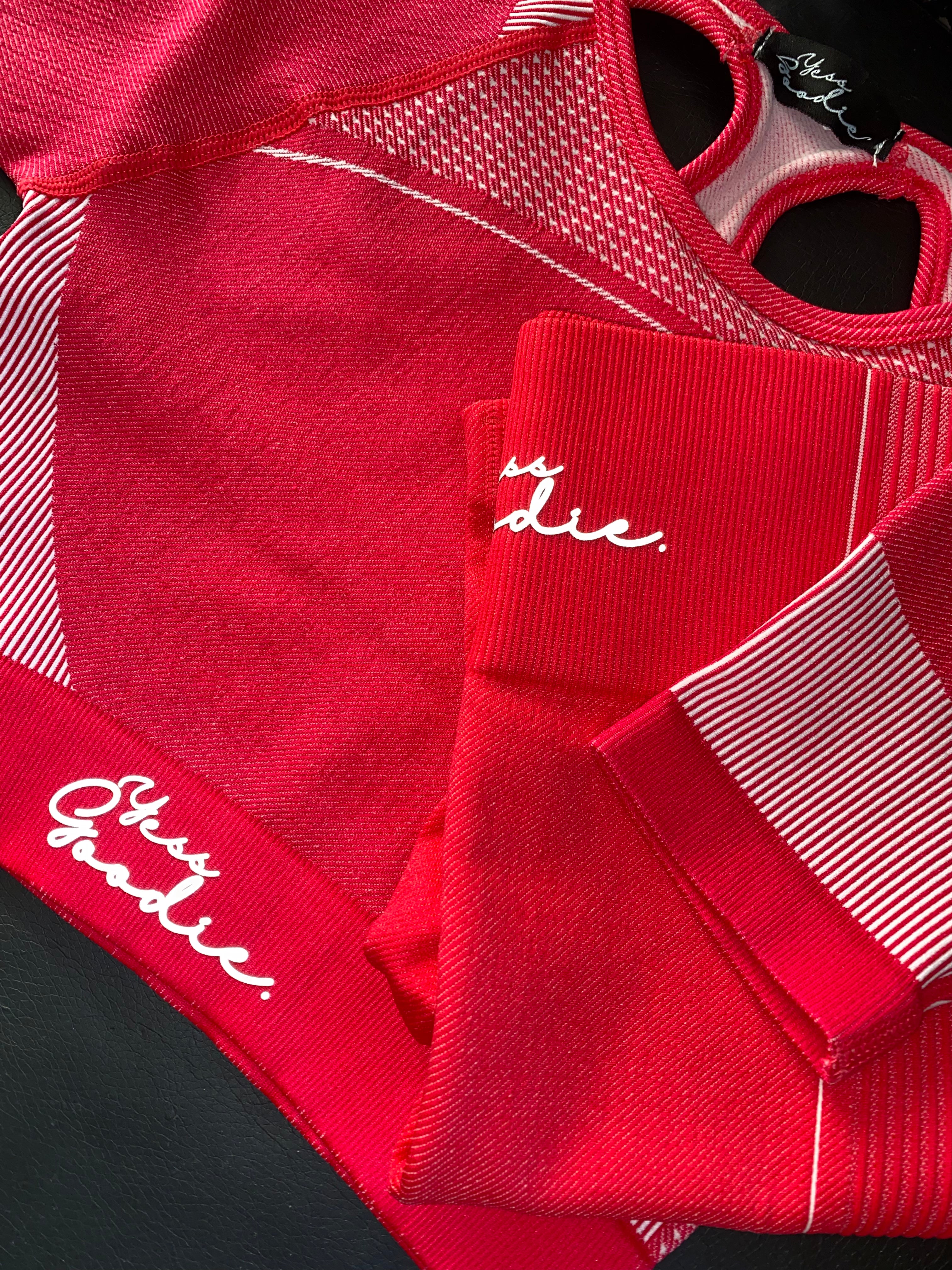 Striped Crop Top Cycling Shorts Set